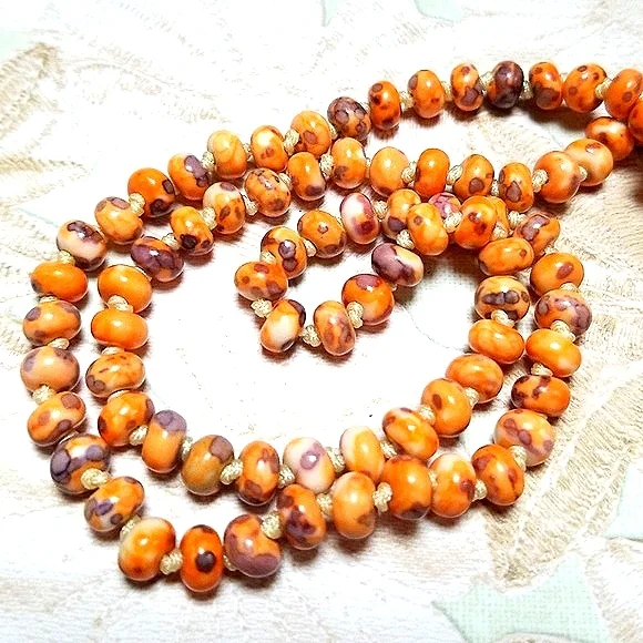 Hand Crafted Glass Bead and Austrian Crystal Gold Tone Tassel Necklace